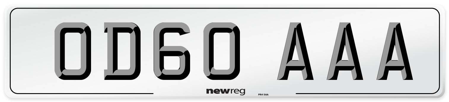 OD60 AAA Number Plate from New Reg